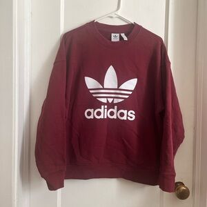 Adidas Trefoil Crewneck Sweatshirt in Bordeaux (Burgundy).